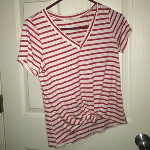 white and red striped shirt.